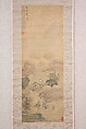 Raising Cranes at a Mountain Villa, Tachihara Kyōsho Japanese, Hanging scroll; ink and color on silk, Japan