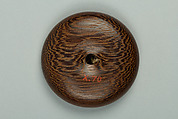 Netsuke, Wood with plaque of cloisonné enamel, Japan