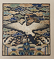 Rank badge with a crane (one of a pair), Silk and metallic-thread embroidery on silk satin damask, Korea