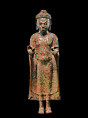 Buddha Preaching, Copper alloy inlaid with silver and glass or obsidian, Northeastern Thailand