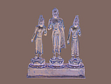 Buddha Attended by Bodhisattvas Avalokiteshvara and Maitreya, Copper alloy, Sumatra or southern Thailand