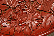 Dish with peafowls and peonies, Carved red lacquer, China