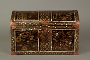 Coffer in Nanban (Southern Barbarian) Style, Gold maki-e and mother-of-pearl inlay on black lacquer; gilt-bronze fittings, Japan
