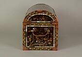 Coffer in Nanban (Southern Barbarian) Style, Gold maki-e and mother-of-pearl inlay on black lacquer; gilt-bronze fittings, Japan