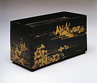 Box with Crabs and Waves, Lacquered wood with gold hiramaki-e and e-nashiji on black lacquer ground, Japan