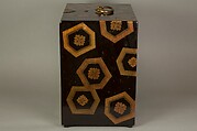 Cabinet with Design of Stylized Tortoiseshell Patterns, Powdered gold (maki-e) on black lacquer; gilt-bronze handle, lock, and hinges, Japan