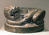 Pole base in the form of a tiger, Pudding stone, China