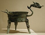 Spouted Tripod Vessel with Dragon’s Head (Jiaodou), Gilt bronze, China