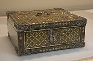 Portable Nanban Box, Lacquered wood with gold, silver hiramaki-e, and mother-of-pearl inlay; silver fittings, Japan