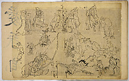Pictures of Human Figures, Unidentified artist, Ink on paper, Japan