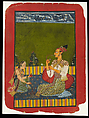 Maharaja Medini Pal Smoking a Hookah, Opaque watercolor, gold, silver, and beetle-wing cases on paper, India, Himchal Pradesh, Basohli