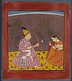 Kusuma Raga: A Prince and a Woman, Opaque watercolor with gold on paper, India, Nurpur