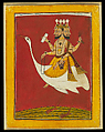 Raga Brahma, Creator of the Universe, Opaque watercolor on paper, India, Mankot