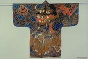 Festival coat with dragon, Cotton tabby, resist dyed and painted, Japan