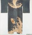 Fisherman’s Festival Robe (Maiwai) with Waves, Ship, and Fan, Raw silk, hand-painted and paste-resist dyed, Japan