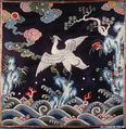 Rank Badge with Egret, Silk, metallic thread, China