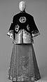 Jacket and Skirt for Wedding, Silk and metallic thread embroidery on silk satin, China
