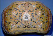 On of a Pair of Cushion Covers, Silk, metallic thread; on silk, China