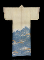 Summer Robe with Plovers above Sandbars and Flowering Plants, Ramie, paste-resist dyed, Japan