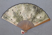 Seven Sages of the Bamboo Grove, Fu Baoshi (Chinese, 1904–1965), Folding fan; ink and color on paper, China