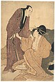 Parting of Lovers: Courtesan and Her Lover, Kitagawa Utamaro Japanese, Woodblock print; ink and color on paper, Japan