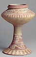 Stem Vase with Incised and Painted Design, Earthenware with buff slip and red oxide decoration, Thailand (Ban Chiang culture)