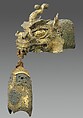 Rafter finial in the shape of a dragon’s head and wind chime, Gilt bronze, Korea