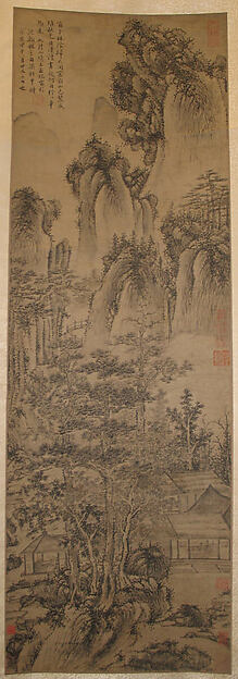 明   佚名   倣王紱   秋窗讀書圖   軸|Landscape