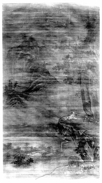明 佚名 人物山水  軸|Scholar Admiring Autumn Scenery