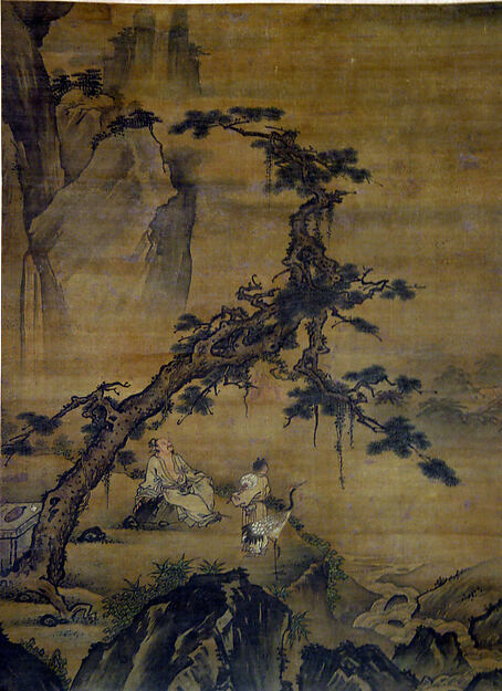 明   佚名   松鶴圖    軸|Scholar and Attendant in Mountain Retreat