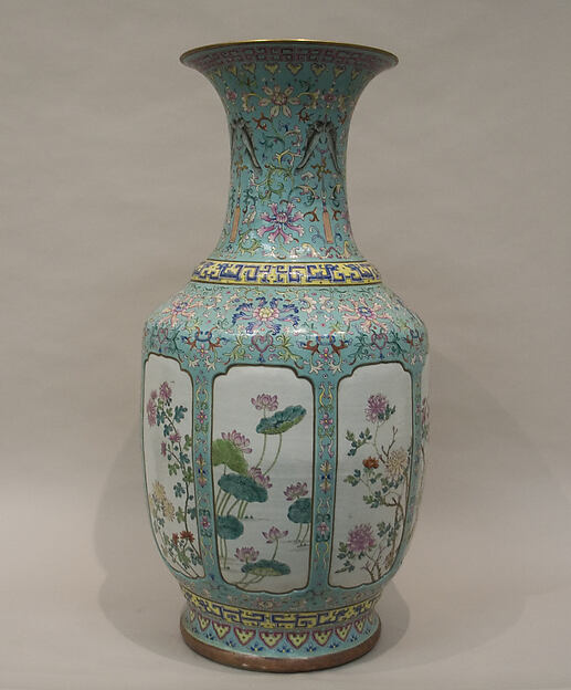 Vase decorated with lotus flowers