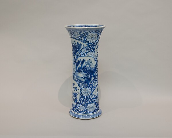 Vase with landscape and bird-and-flower scenes