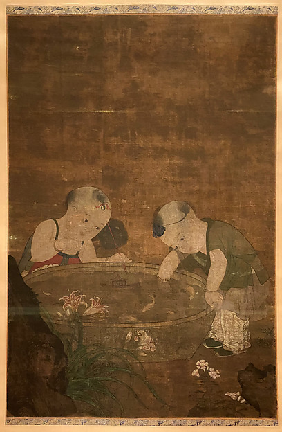 明   佚名   絹本設色   童子戯魚圖   軸|Children Playing