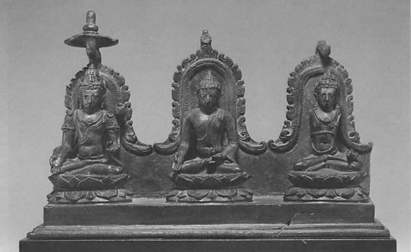 The Transcendent Buddha Ratnasambhava Flanked by Two Bodhisattvas by an unrecorded maker, The Metropolitan Museum of Art