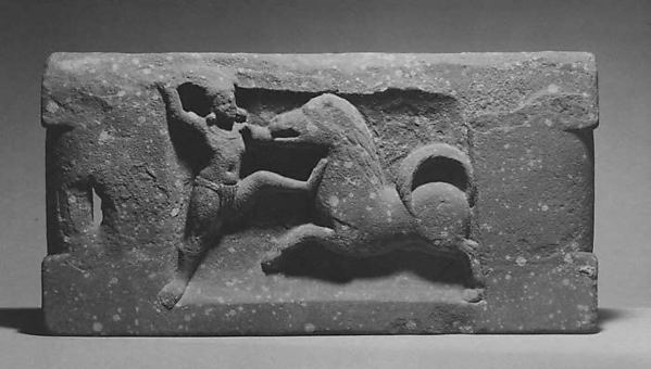 Exercise weight with scene of Krishna killing the horse-demon Keshi by an unrecorded maker, The Metropolitan Museum of Art