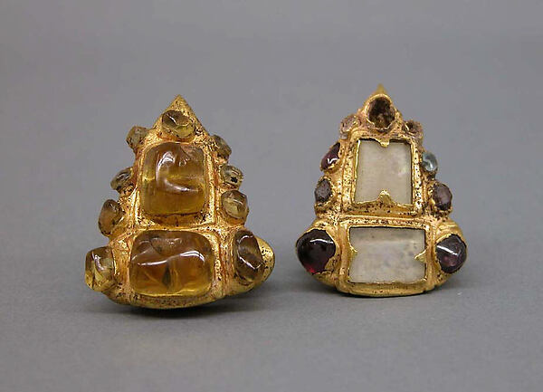 Pair of Ear Ornaments Inlaid with Stones by an unrecorded maker, The Metropolitan Museum of Art