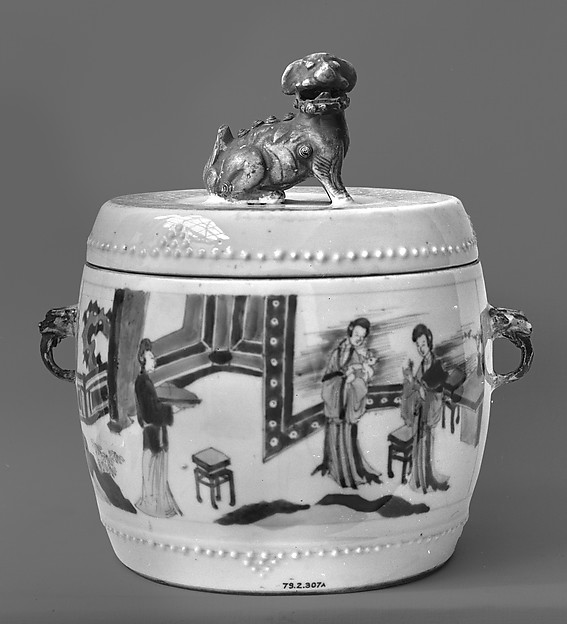 Covered jar with ladies by an unrecorded maker, The Metropolitan Museum of Art