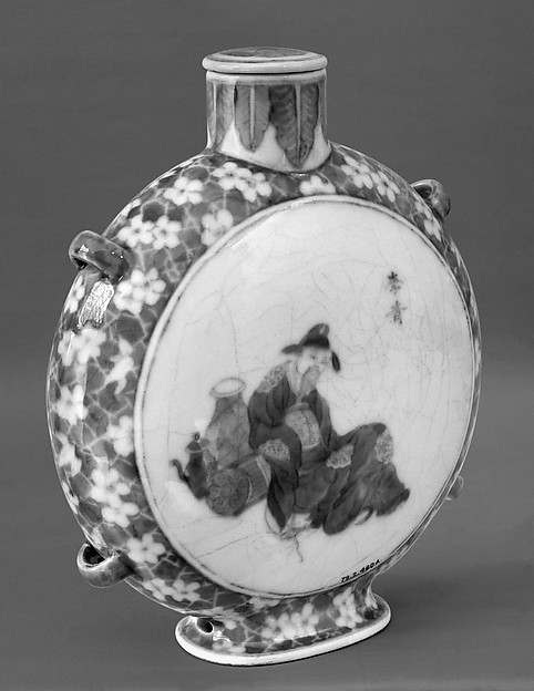 Covered flask with poet Li Bai and landscape