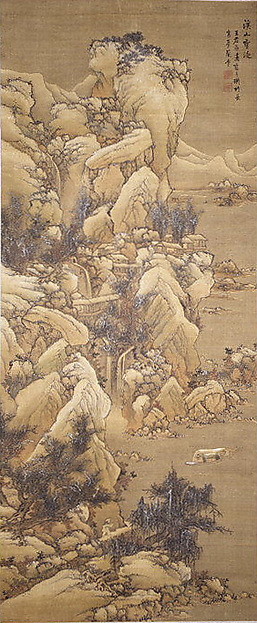 明/清　藍孟　溪山雪泛圖　軸|Boating amid Snowy Streams and Mountains