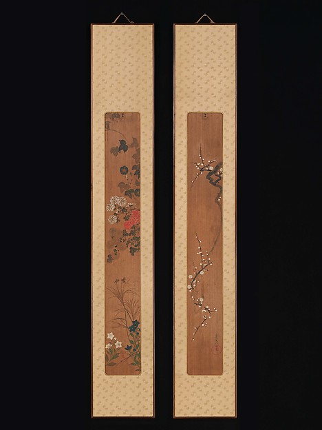尾形光琳筆　梅花・秋草図|Flowers of Spring and Autumn