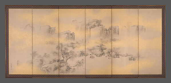 中林竹渓筆 夏秋山水図屏風|Summer and Autumn Landscapes
