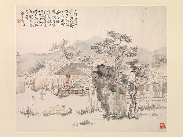 清　吳滔　園林圖　冊頁|Garden scene