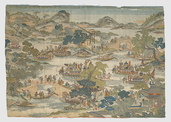 清    緙絲龍舟競渡圖|Dragon-boat festival performance