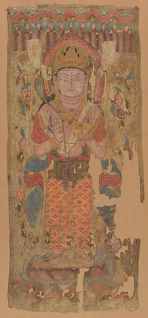 唐/五代 菩薩圖|Banner with Bodhisattva, possibly Mahamayuri
