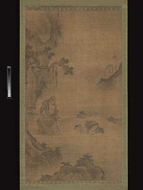 明   佚名  問道李鐵拐圖   軸|Daoist immortal Li Tieguai receiving a visitor