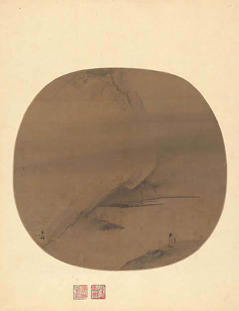 南宋 梁楷 澤畔行吟圖 團扇|Poet strolling by a marshy bank
