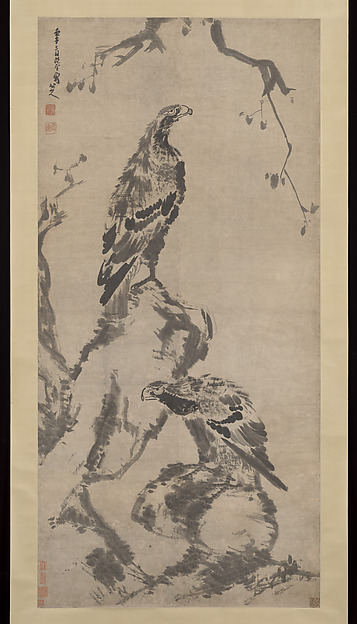 清  朱耷 (八大山人)  二鷹圖  軸|Two eagles