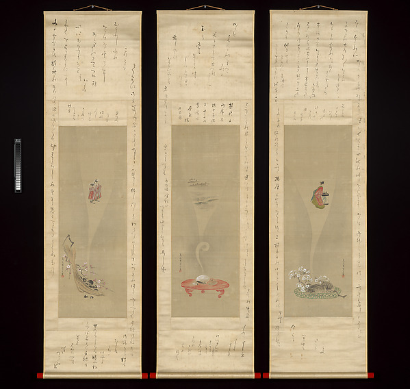 鳥文斎栄之筆　蜀山人（大田 南畝）賛　吉原の蜃気楼図|Shellfish and Apparitions of the Yoshiwara Pleasure Quarter