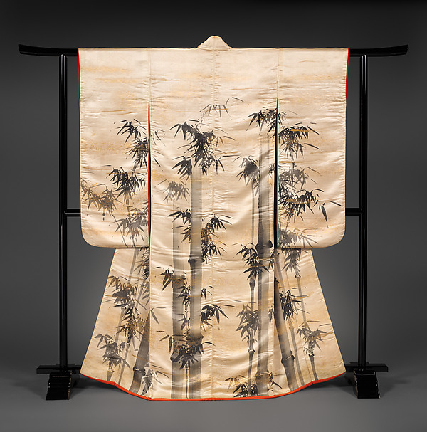 祇園南海筆　白繻子地墨竹図打掛|Over Robe (Uchikake) with Bamboo