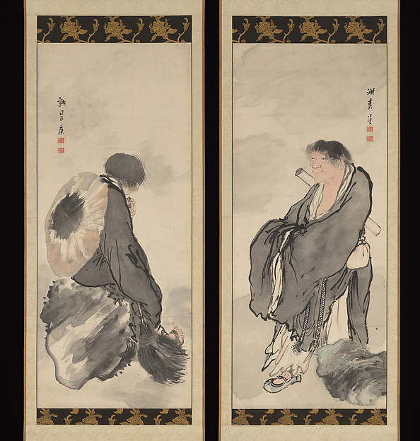 与謝蕪村筆　寒山拾得図|Hanshan and Shide